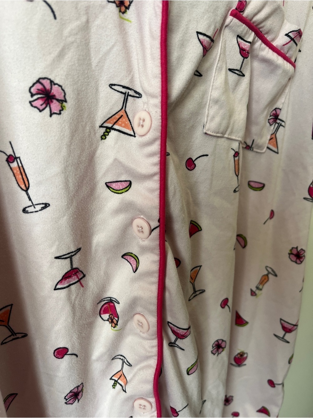 Light Pink Cocktail Print Pyjama Set - Picture 4 of 9